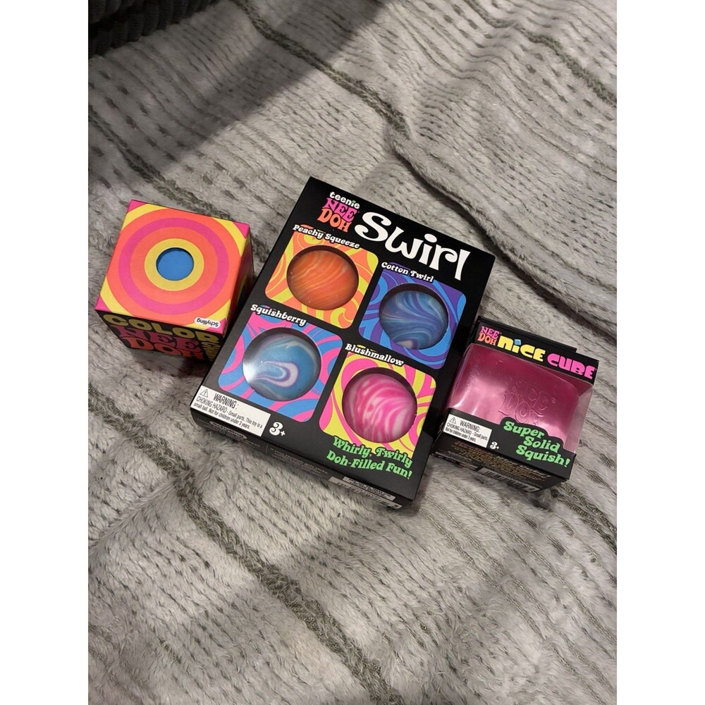 Needoh Bundle. Color Change Ball, Nice Cube, and Teenie Swirls 6 Pc Lot.